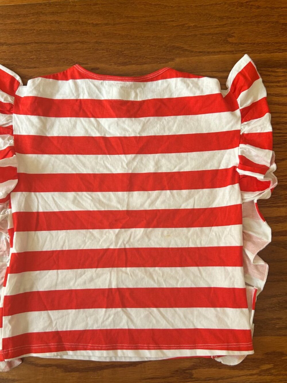 NWOT Zara Little Girls Red and White Striped Ruffle Sleeve Tee Size 5 5T New - Picture 12 of 13